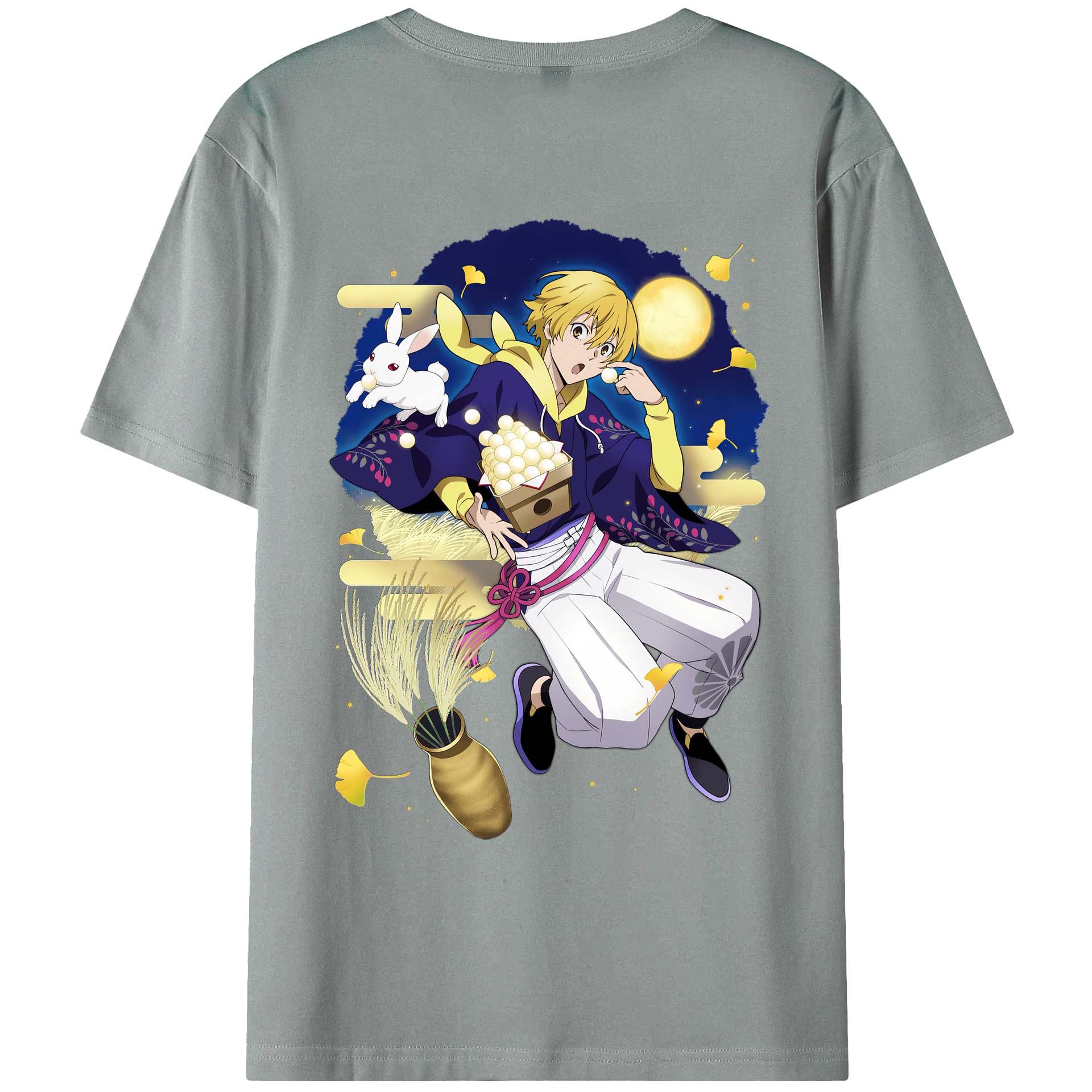 （画像用） 文豪ストレイドッグス Bungo Stray Dogs 綿100％ メンズ半袖Tシャツ（バックプリント） 通気性